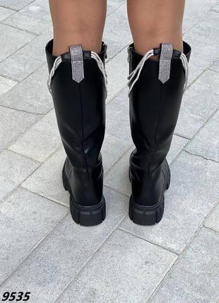 Жіночі чоботи демісезон з прикрасою ланцюжком чобітки демі сапоги демисезон с украшением4 фото