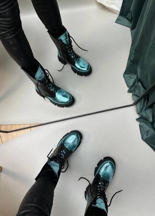 Эксклюзивные ботинки из итальянской кожи и замши женские6 фото