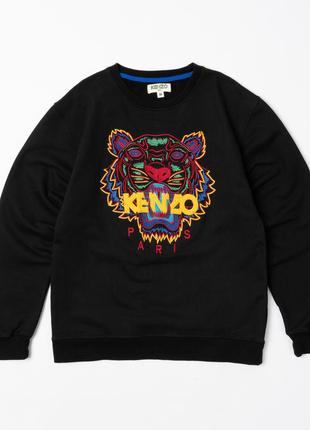 Kenzo paris black embroidered tiger sweatshirt мужской свитшот