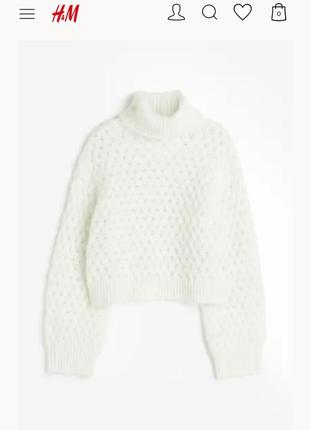 H&m zara mango george gap укороченный свитер крупной вязки вязанный светр белый джемпер полувер h&amp;m p.xs - s1 фото