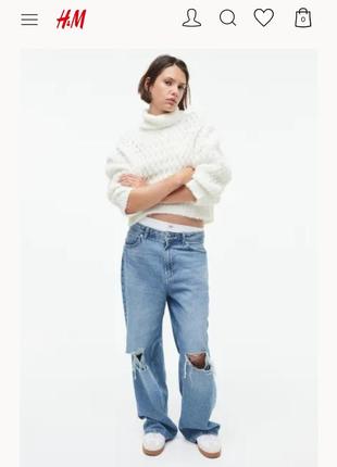 H&m zara mango george gap укороченный свитер крупной вязки вязанный светр белый джемпер полувер h&amp;m p.xs - s2 фото