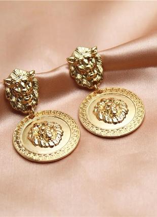 Серьги 🦁 львы в стиле versace, лев, геральдика5 фото