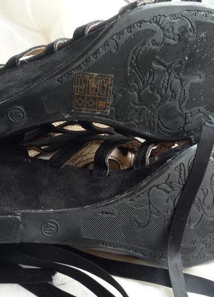 Kelsi черные босоножки туфли перфорация шнуровка гладиаторы открытый нос закрытая пятка 25,4см9 фото
