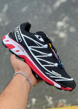 Трендовые кроссовки salomon xt-6 gtx black white red premium чёрные унисекс 36-45 р