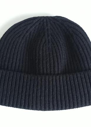 Шапка "x" polo в'язана коротка біні beanie docker докер до вух як у монатика кусто леона тепла чорна7 фото