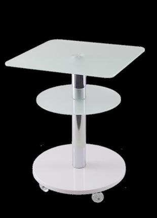 Скляний стіл круглий commus bravo light400 kv6 satin-sosnak-alm60