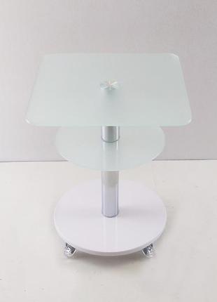 Стеклянный стол круглый commus bravo light400 kv satin-white-chr605 фото