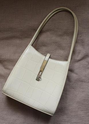 Белая двойная сумка под крокодила tosoco (модель под винтаж)