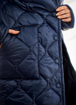 Теплое зимнее стеганое пальто на силиконе10 фото