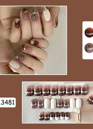 Накладные ногти 24 штуки + клей для ногтей