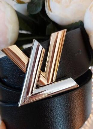 Ремень пояс женский кожаный черный в стиле louis vuitton / ремень пояс женский кожаный чорный в стиле louis vuitton