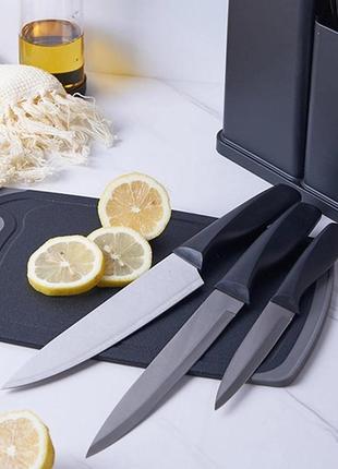 Набор кухонных принадлежностей и ножей kitchen кухонные аксессуары из силикона с бамбуковой ручкой черный6 фото