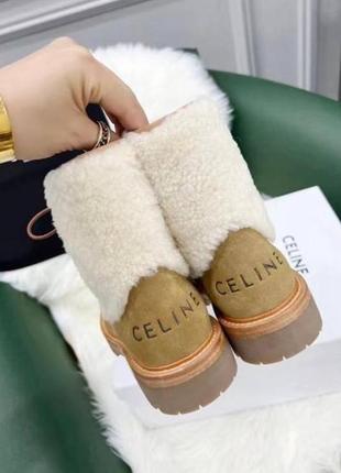 Роскошные ботинки из замши и меха celine селений  😍8 фото
