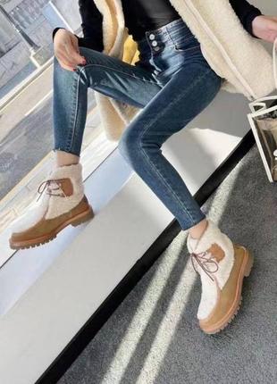 Роскошные ботинки из замши и меха celine селений  😍2 фото