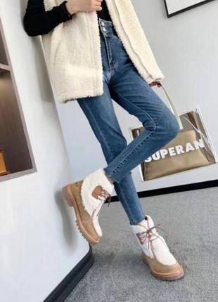 Роскошные ботинки из замши и меха celine селений  😍3 фото