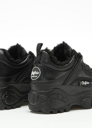 Зимові жіночі шкіряні кросівки з хутром buffalo london sneakers (36-40)3 фото