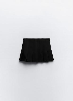 Короткая юбка женская черная с складками zara new5 фото