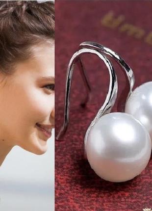 Вишукані сережки перлові перли вечірні висячі елегантные перлина сережки1 фото