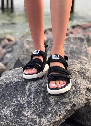 🍀🍒new balance sandals black white🍒🍀женские летние сандали, сланцы-шлепанцы-шлепки літні