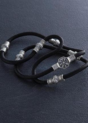 Шелковый шнурок "вегвизир. сварга" с серебряными 
вставками 9856 фото