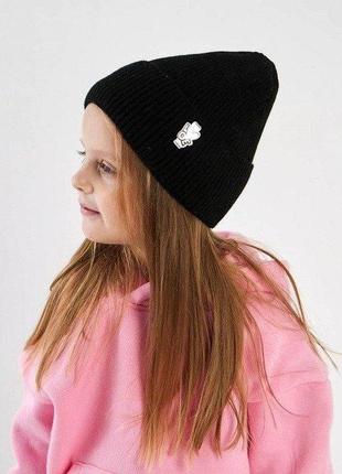 3338 стильна тепла шапка з закотом для дівчинки зимова тм vertex розмір 46-526 фото