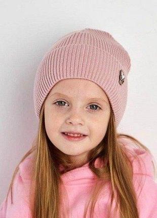 3338 стильна тепла шапка з закотом для дівчинки зимова тм vertex розмір 46-523 фото