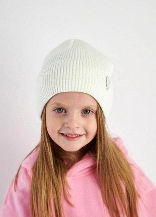 3338 стильна тепла шапка з закотом для дівчинки зимова тм vertex розмір 46-524 фото