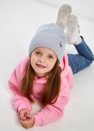 3338 стильна тепла шапка з закотом для дівчинки зимова тм vertex розмір 46-522 фото