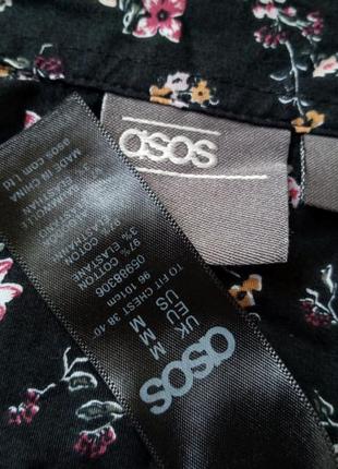 Черная эластичная приталенная рубашка с цветочным принтом от asos3 фото