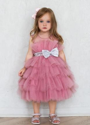 Супер пышное детское нежное нарядное розовое персиковое праздничное платье 1 год 2 3 4 5 6 7 8 лет 18м 86 92 98 104 110 116 122 128 в день рождения9 фото