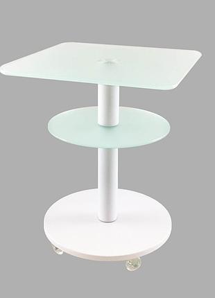 Скляний журнальний стіл commus bravo light400 kv satin-white-alm60