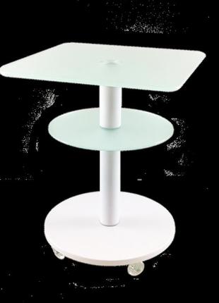 Стеклянный кофейный стол commus bravo light400 kv satin-white-wtm602 фото