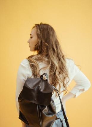 Стильный городской рюкзак из кожи, женский кожаный рюкзак, черный городской рюкзак bagster2 фото