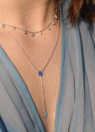 Подвійне золоте кольє "дуальність" із фіанітами 
кол01388