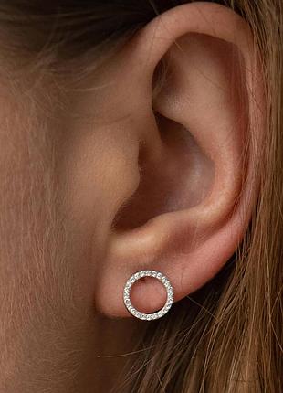 Золоті сережки — пусети "круговорот" з діамантами 
323311121