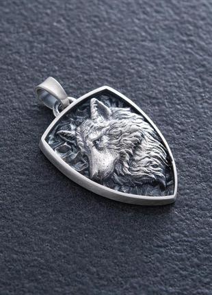 Срібний кулон "вовк" (можлива індивідуальна 
гравіювання) 71102 фото