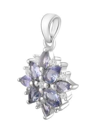 Серебряная подвеска amari с танзанитом 2.46ct, топазом белым (2115175)2 фото