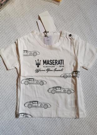 Качественная футболка из хлопка с кнопками на плече италия maserati