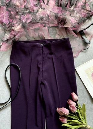 Изумительные брюки, прямые, фиолетовые, с высокой посадкой, zara, со стрелками, чернильного цвета,6 фото