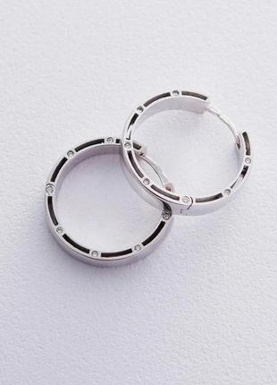 Золоті сережки-кільця з фіанітами, діаметр: 
22 мм с05020