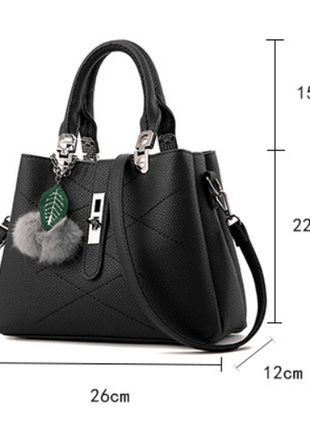 Классическая женская сумка через плечо с брелком, модная, качественная женская сумочка эко кожа повседневная3 фото