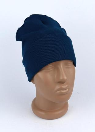 1544-89син синяя шапка для мальчика рубчик тм авекс размер 49-50,51-524 фото