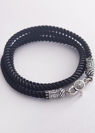 Шовковий шнурок "спаси та зберігай" зі срібною 
застібкою (4 мм) 18419