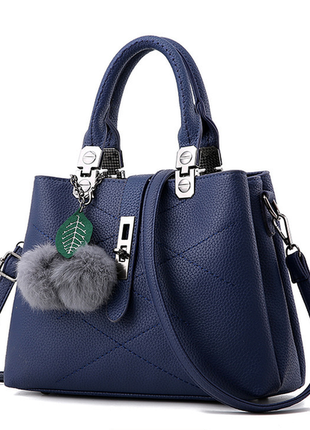 Классическая женская сумка через плечо с брелком, модная, качественная женская сумочка эко кожа повседневная