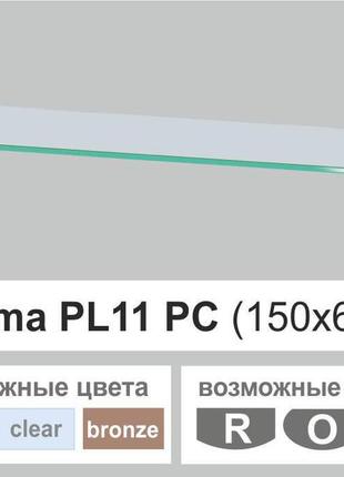 Поличка зі скла настінна прямокутна commus pl11 pc (150х600х6мм)2 фото