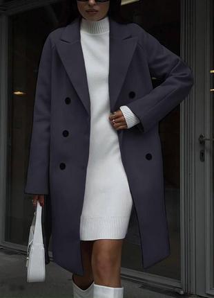 Кашемировое пальто с рукавами регланами карманами поясом свободного прямого кроя миди4 фото