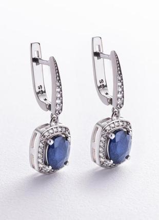 Серебряные серьги с сапфирами и фианитами 
gs-02-060-3110