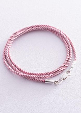 Шелковый розовый шнурок с гладкой застежкой 
(2мм) 18402