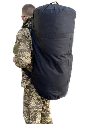Баул армейский черный, сумка баул армейский 110 л, тактический баул, тактический баул-рюкзак черный2 фото