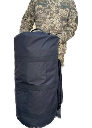 Баул армейский черный, сумка баул армейский 110 л, тактический баул, тактический баул-рюкзак черный3 фото